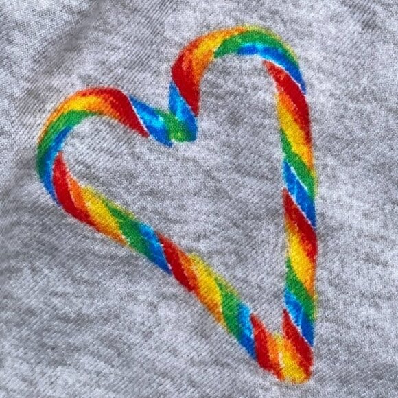 PINK Victoria's Secret Rainbow Candy Cane Heart Sleep Short Festive Loungewear-M - Picture 2 of 12